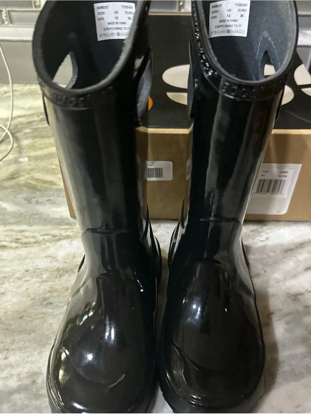 Bogs Rain Boots Unisex Kids Sz 12 Black Outdoor Waterproof Shoes New Box